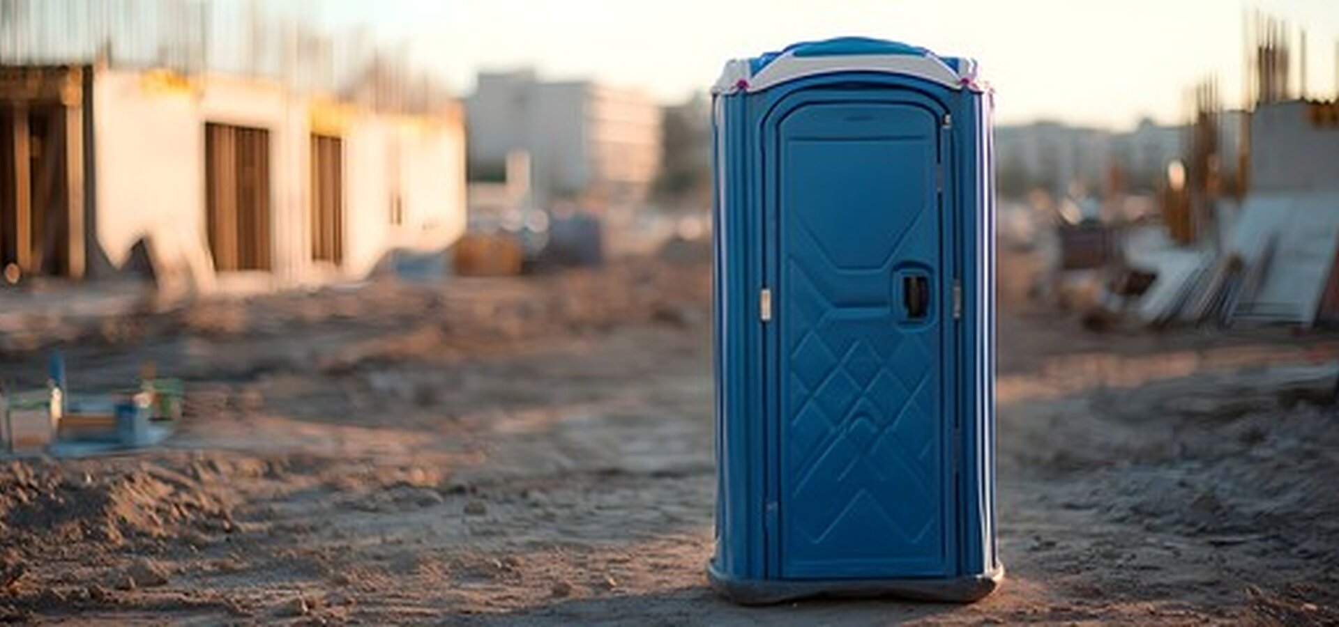 Portable toilet on a residential construction site